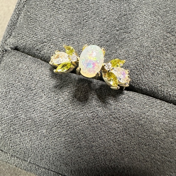 Jewelry - Adjustable 14K Gold Plated Opal Crystal Ring